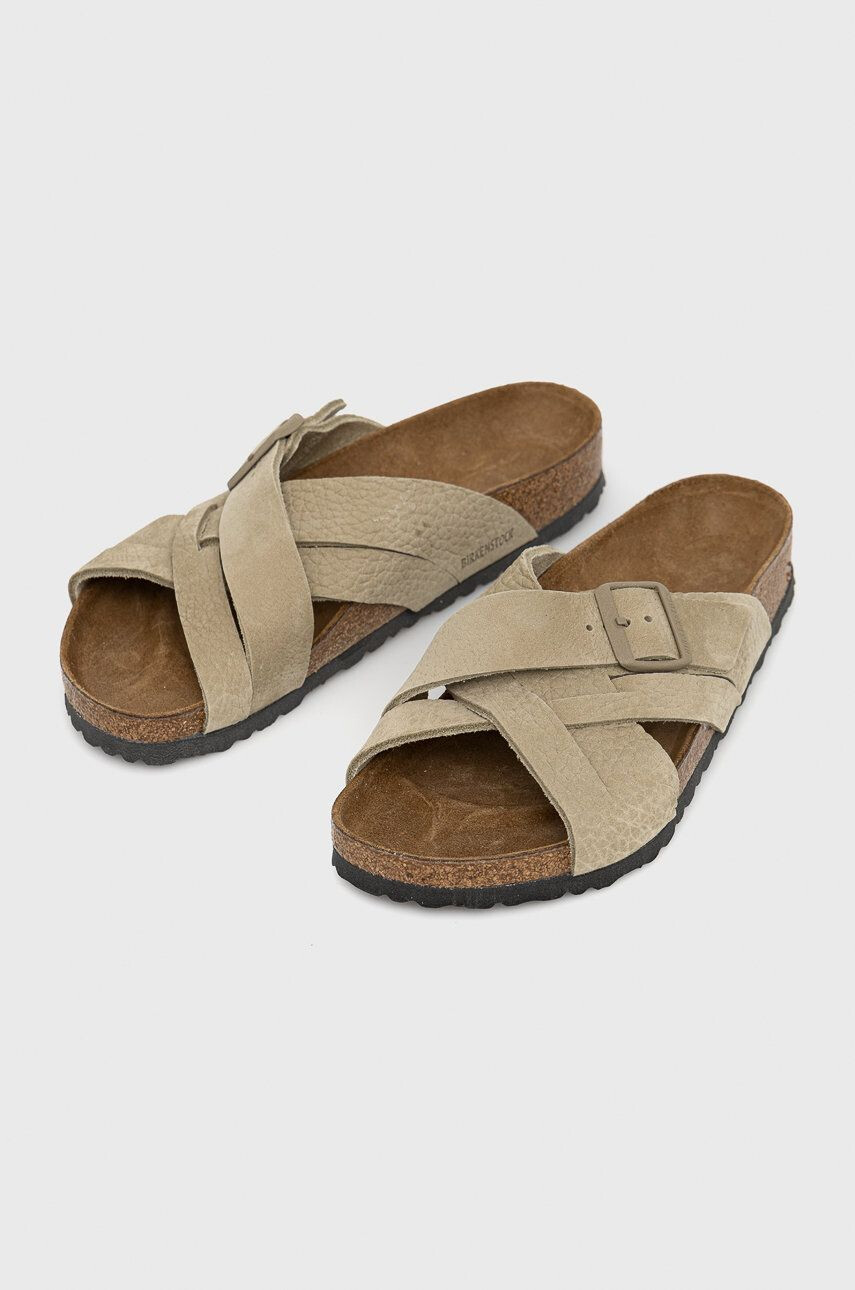 Birkenstock Semišové šľapky Lugano pánske zelená farba - Pepit.sk