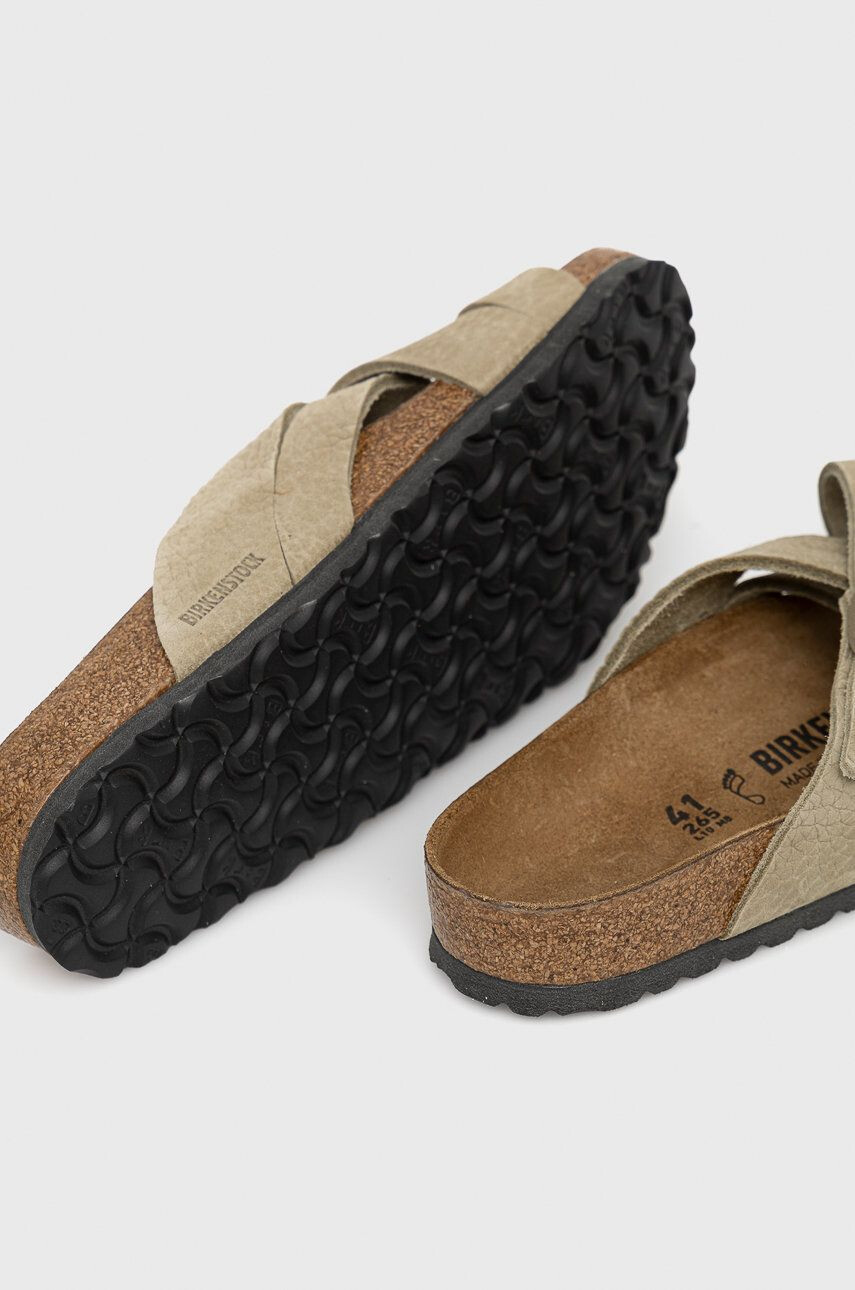 Birkenstock Semišové šľapky Lugano pánske zelená farba - Pepit.sk