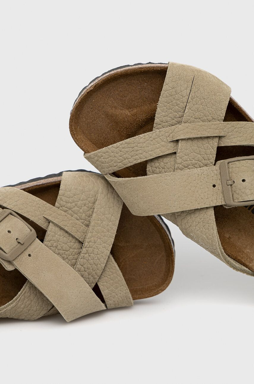 Birkenstock Semišové šľapky Lugano pánske zelená farba - Pepit.sk