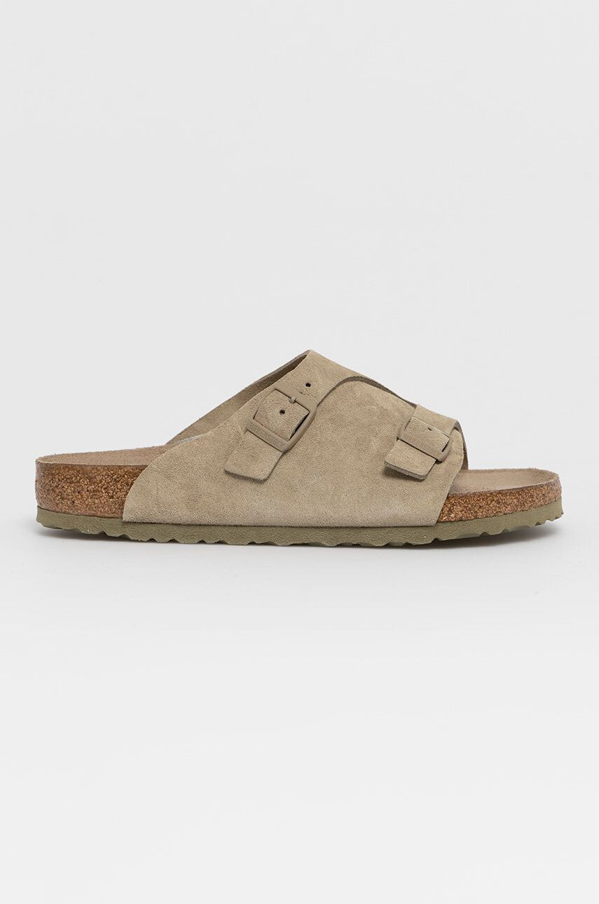 Birkenstock Semišové šľapky pánske zelená farba - Pepit.sk