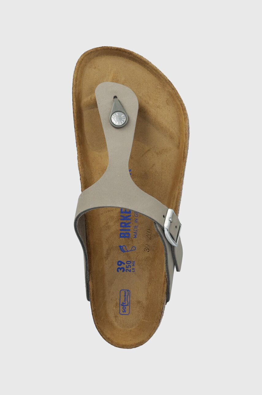 Birkenstock Semišové žabky 1024127-lgrey dámske šedá farba na plochom podpätku - Pepit.sk