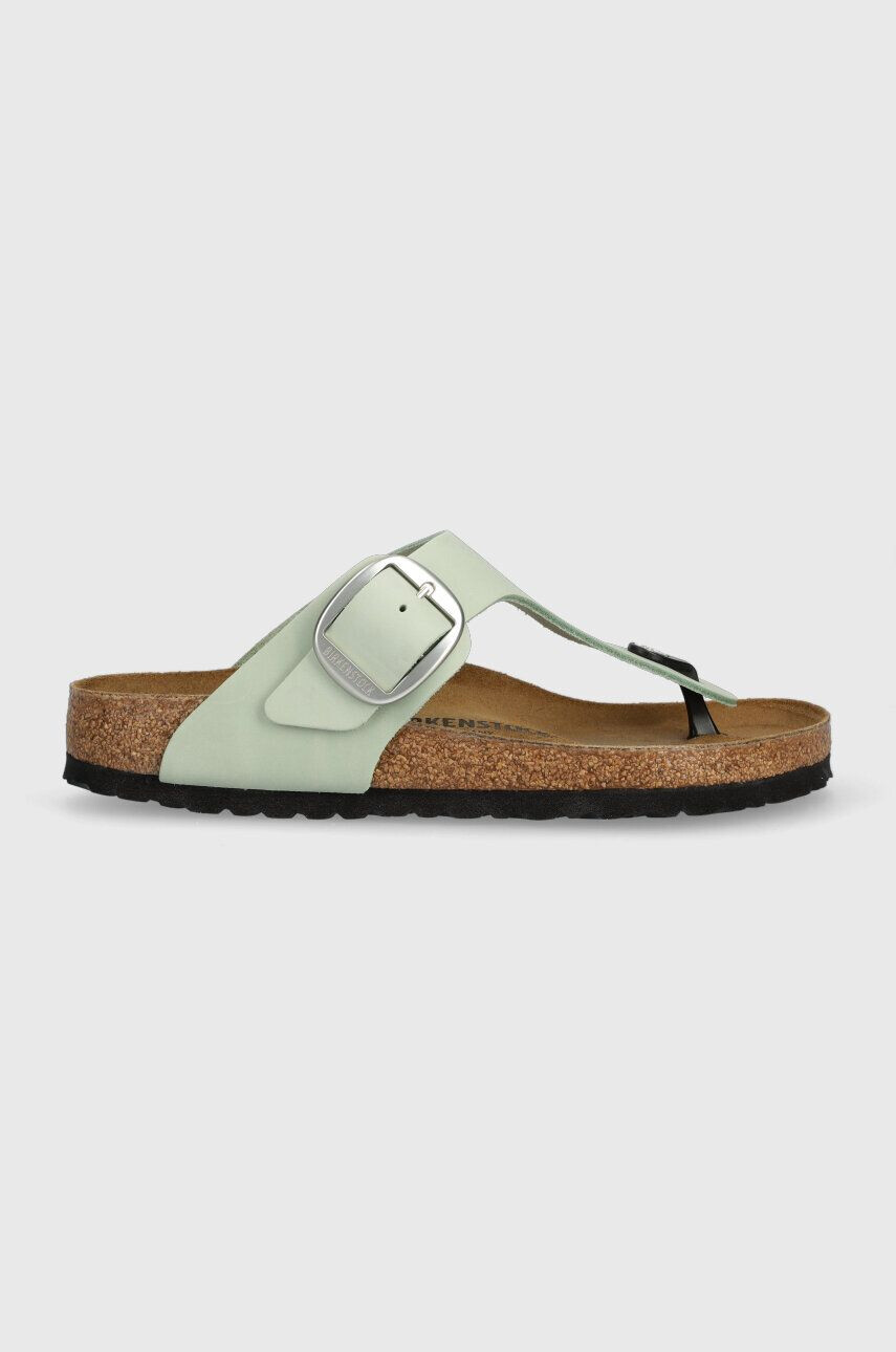 Birkenstock Semišové žabky Gizeh Big Buckle dámske zelená farba na plochom podpätku 1024046 - Pepit.sk