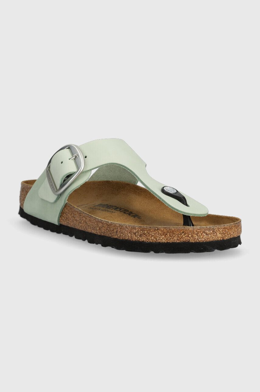 Birkenstock Semišové žabky Gizeh Big Buckle dámske zelená farba na plochom podpätku 1024046 - Pepit.sk