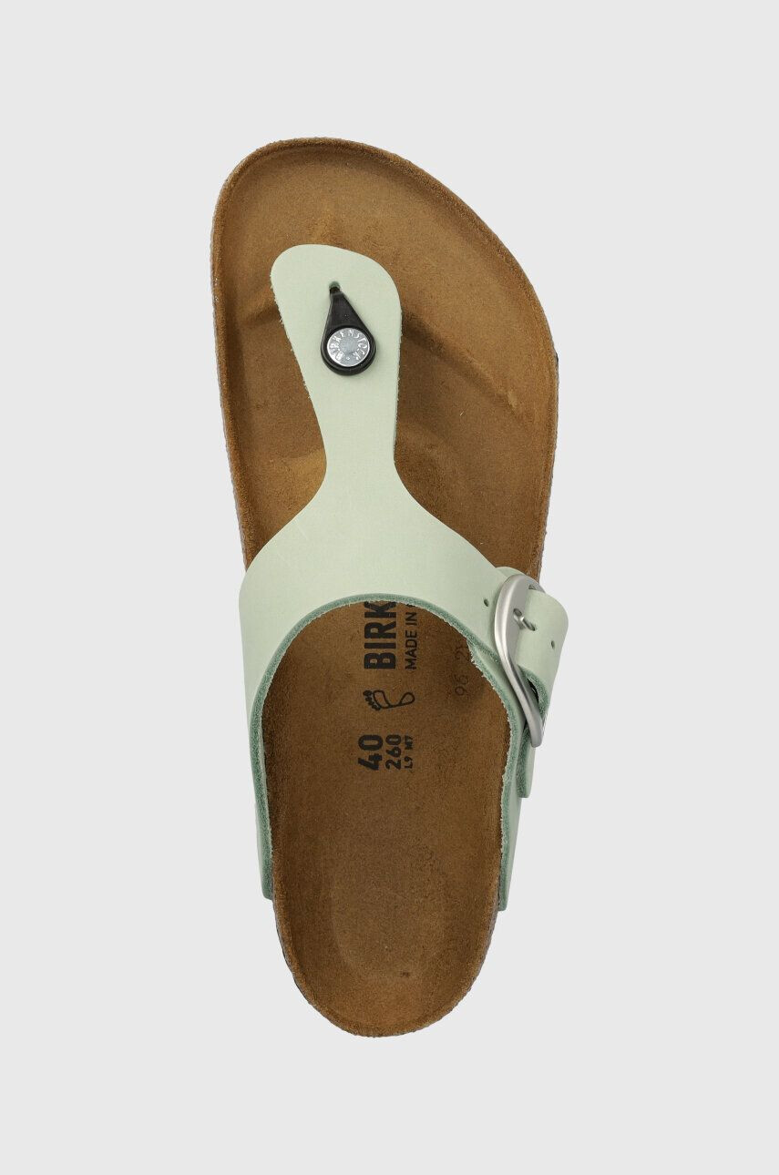 Birkenstock Semišové žabky Gizeh Big Buckle dámske zelená farba na plochom podpätku 1024046 - Pepit.sk