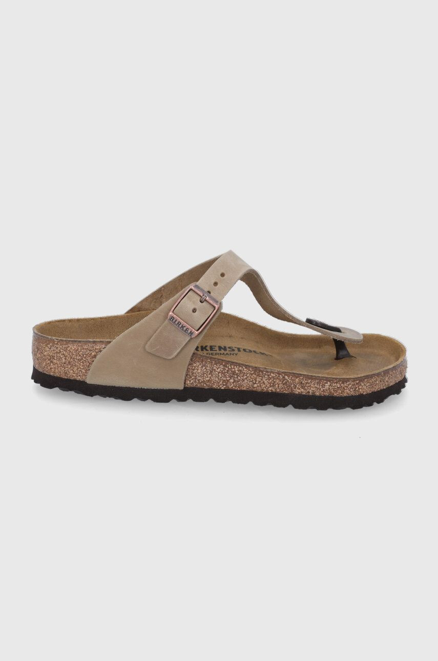 Birkenstock Nubukové šľapky Gizeh hnedá farba - Pepit.sk