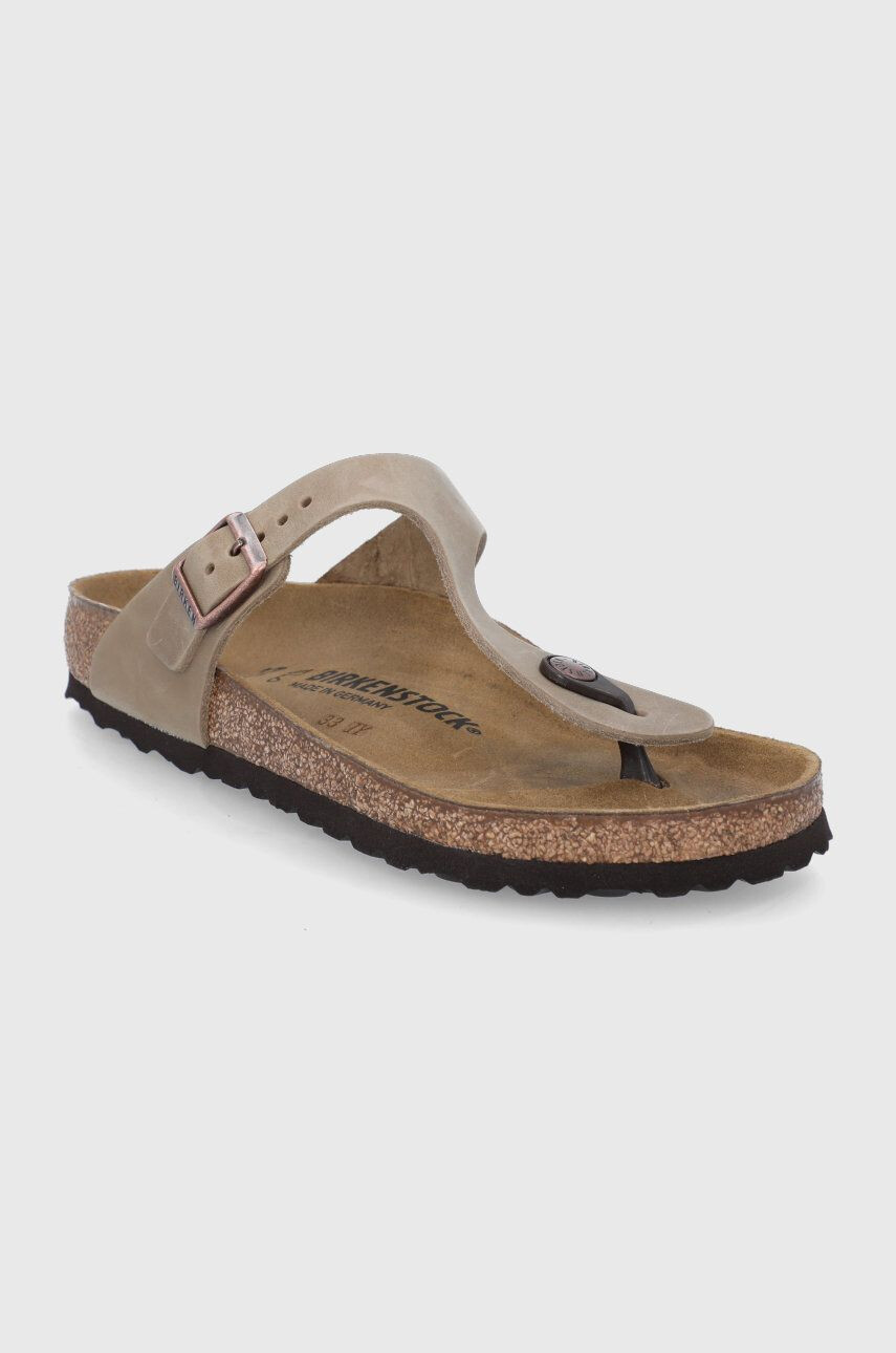 Birkenstock Nubukové šľapky Gizeh hnedá farba - Pepit.sk