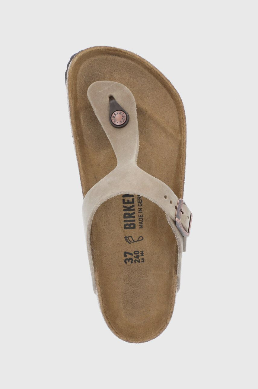 Birkenstock Nubukové šľapky Gizeh hnedá farba - Pepit.sk