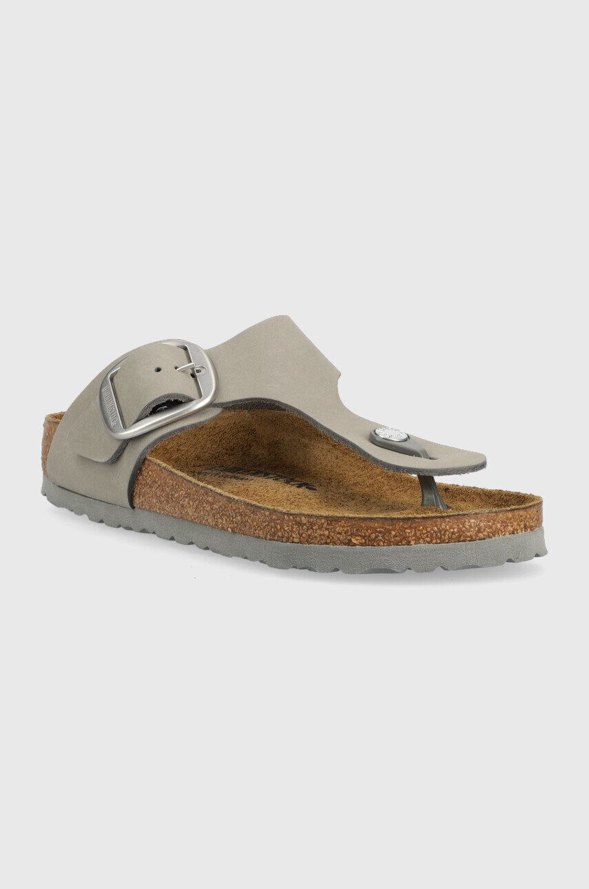 Birkenstock Semišové žabky Gizeh Big Buckle dámske šedá farba na plochom podpätku 1022205 - Pepit.sk