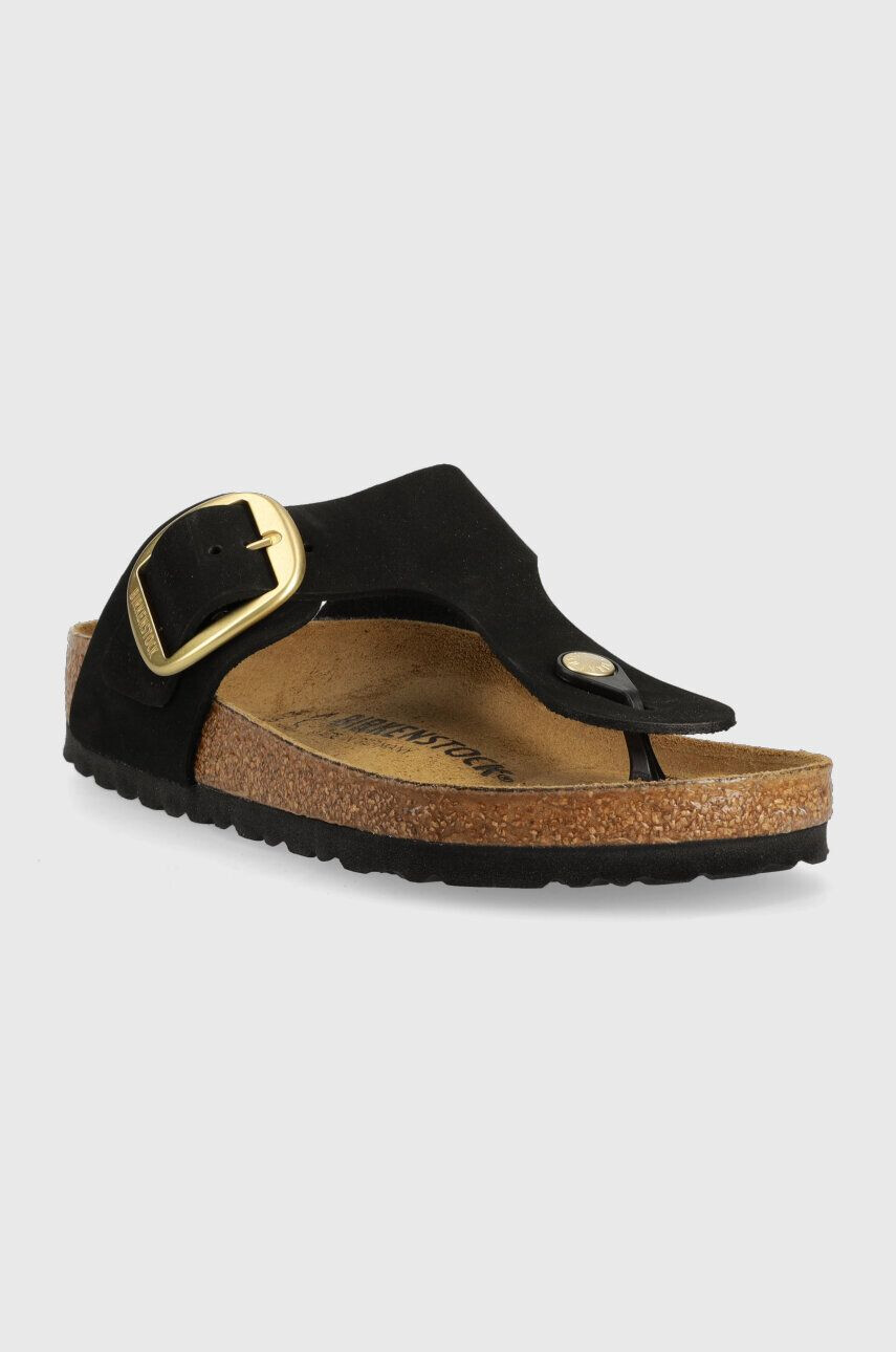 Birkenstock Semišové žabky Gizeh Big Buckle 1024019-black dámske čierna farba na plochom podpätku - Pepit.sk