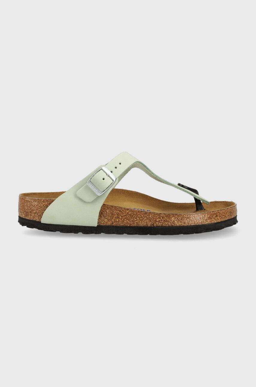 Birkenstock Semišové žabky Gizeh SFB 1023973-pgreen dámske zelená farba na plochom podpätku - Pepit.sk