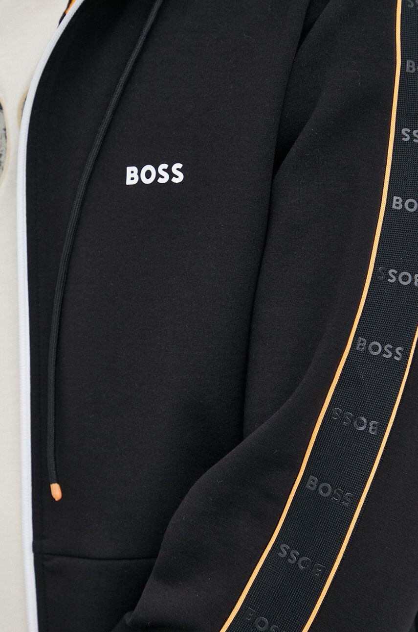 Boss Mikina Athleisure pánska čierna farba s kapucňou s nášivkou - Pepit.sk