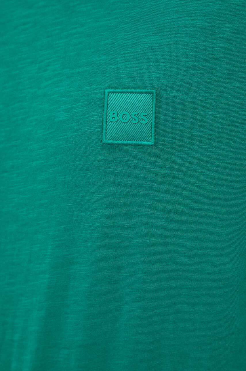 Boss Orange Bavlnené tričko BOSS BOSS CASUAL zelená farba s nášivkou - Pepit.sk