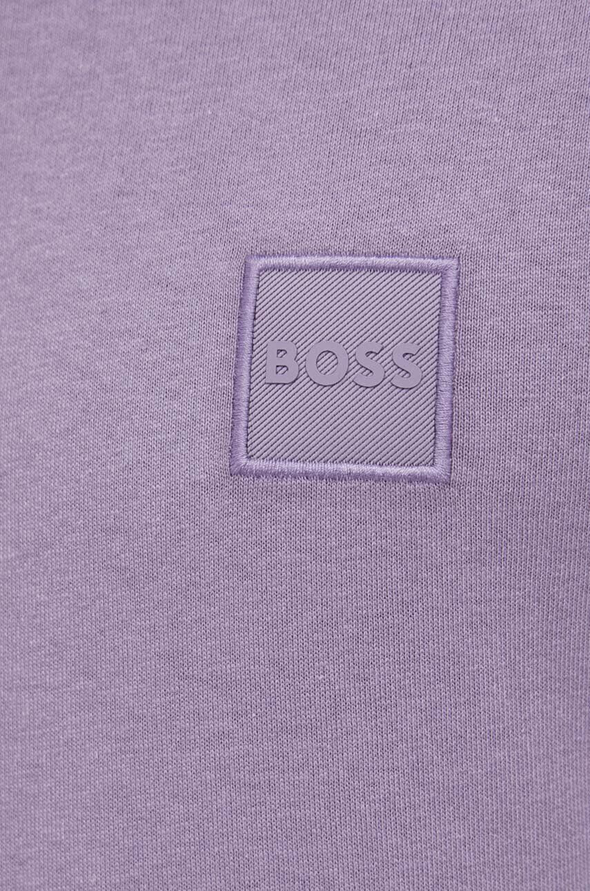 Boss Orange Bavlnené tričko s dlhým rukávom BOSS BOSS CASUAL fialová farba s nášivkou - Pepit.sk