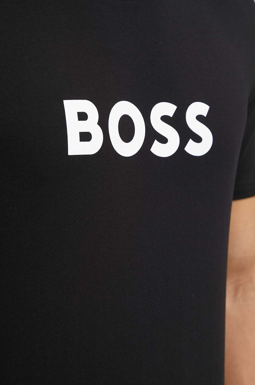 Boss Plážové tričko čierna farba vzorované - Pepit.sk