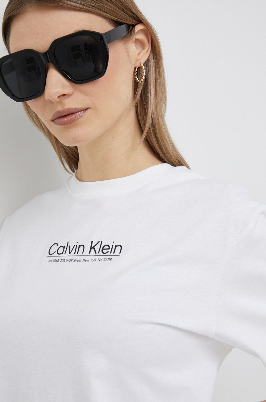 Calvin Klein Bavlnené tričko biela farba - Pepit.sk