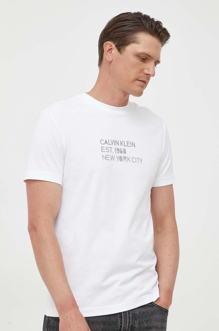 Calvin Klein Bavlnené tričko biela farba s potlačou - Pepit.sk