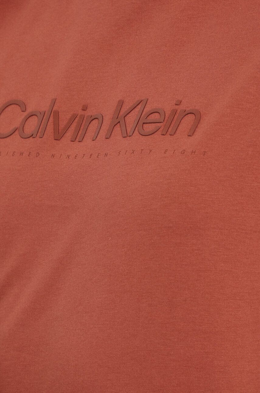 Calvin Klein Bavlnené tričko dámsky hnedá farba - Pepit.sk