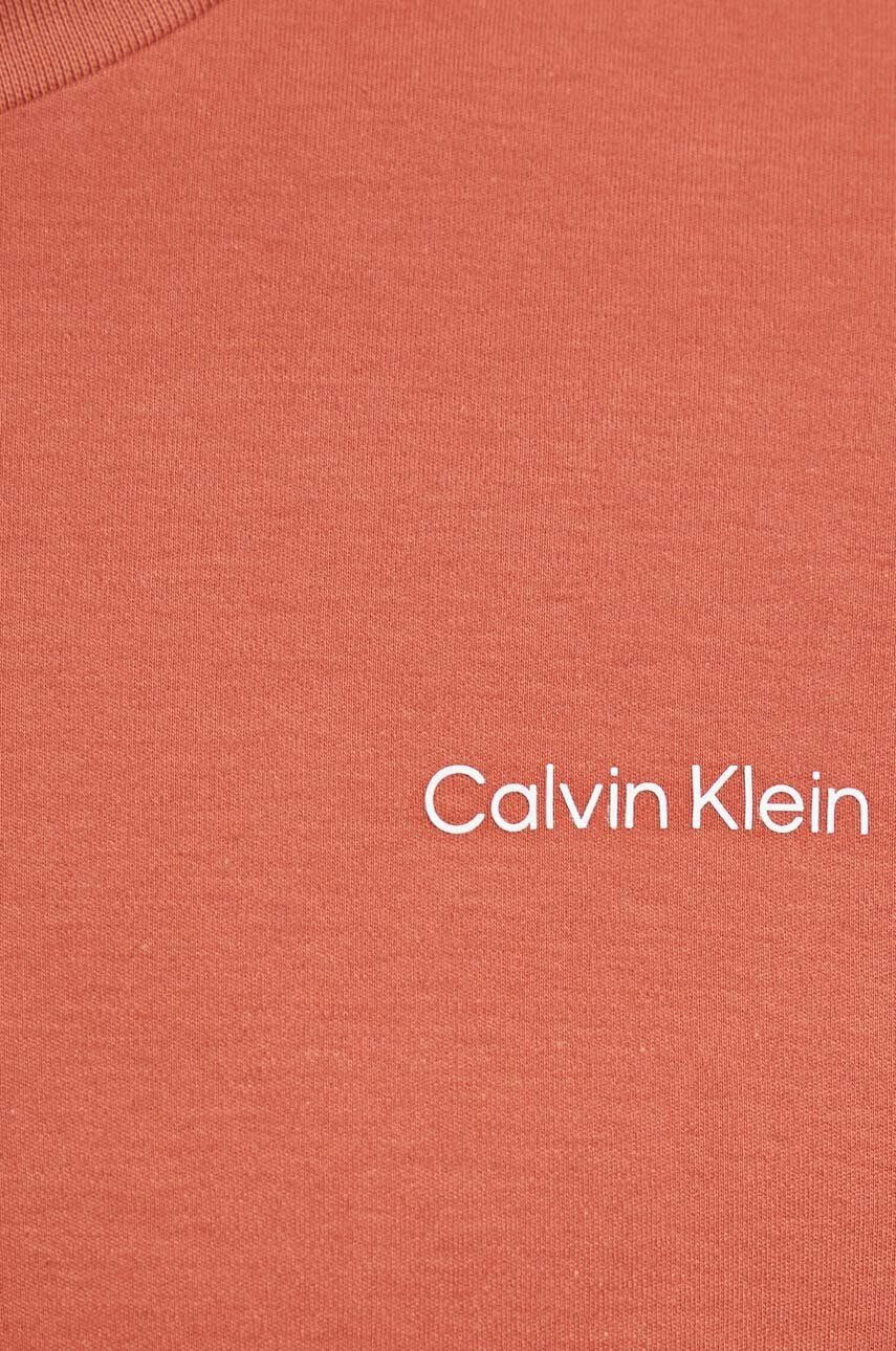 Calvin Klein Bavlnené tričko oranžová farba jednofarebný - Pepit.sk