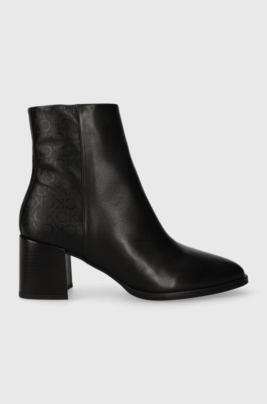 Calvin Klein Členkové topánky ALMOND ANKLE BOOT 55 - EPI MN MX dámske čierna farba na podpätku HW0HW01701 - Pepit.sk