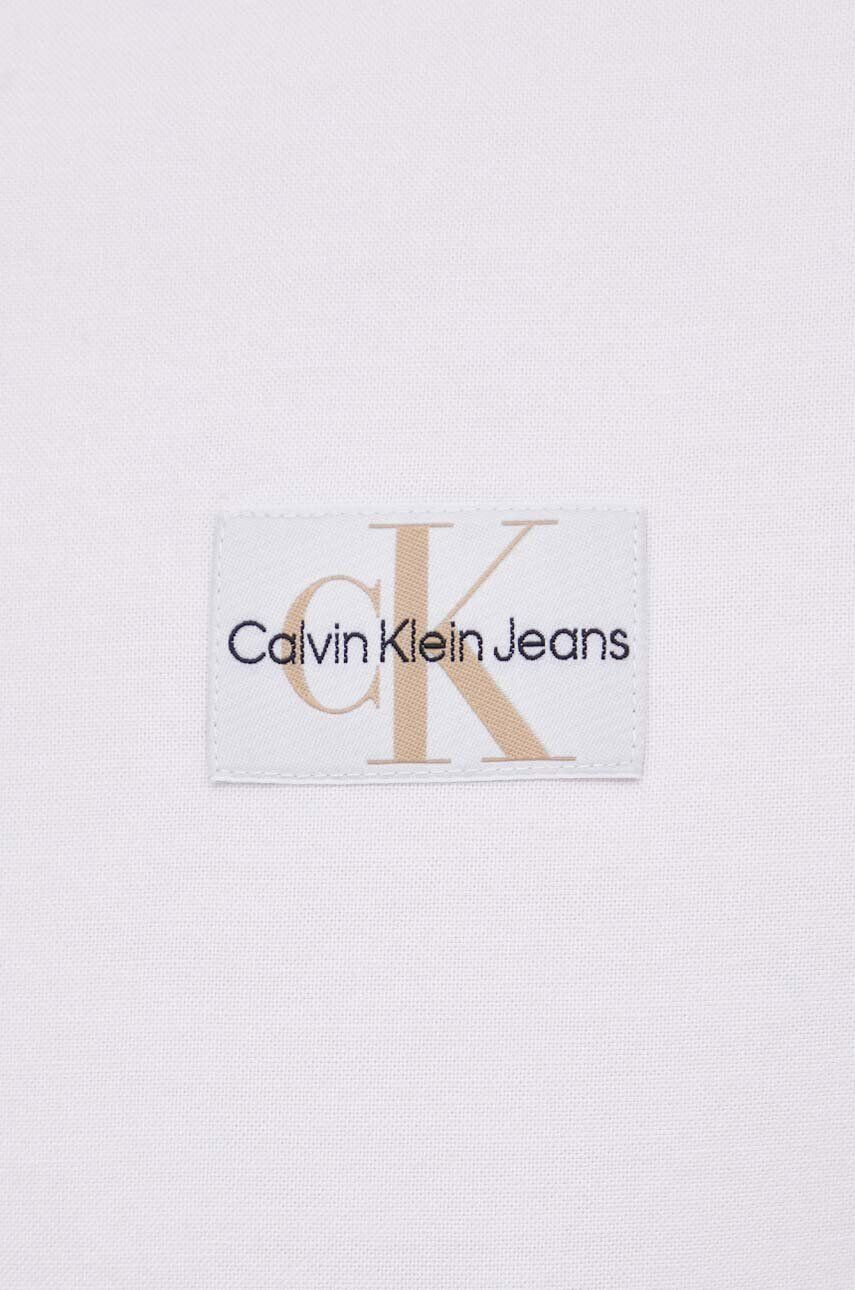 Calvin Klein Jeans Bavlnená košeľa pánska biela farba regular s klasickým golierom - Pepit.sk