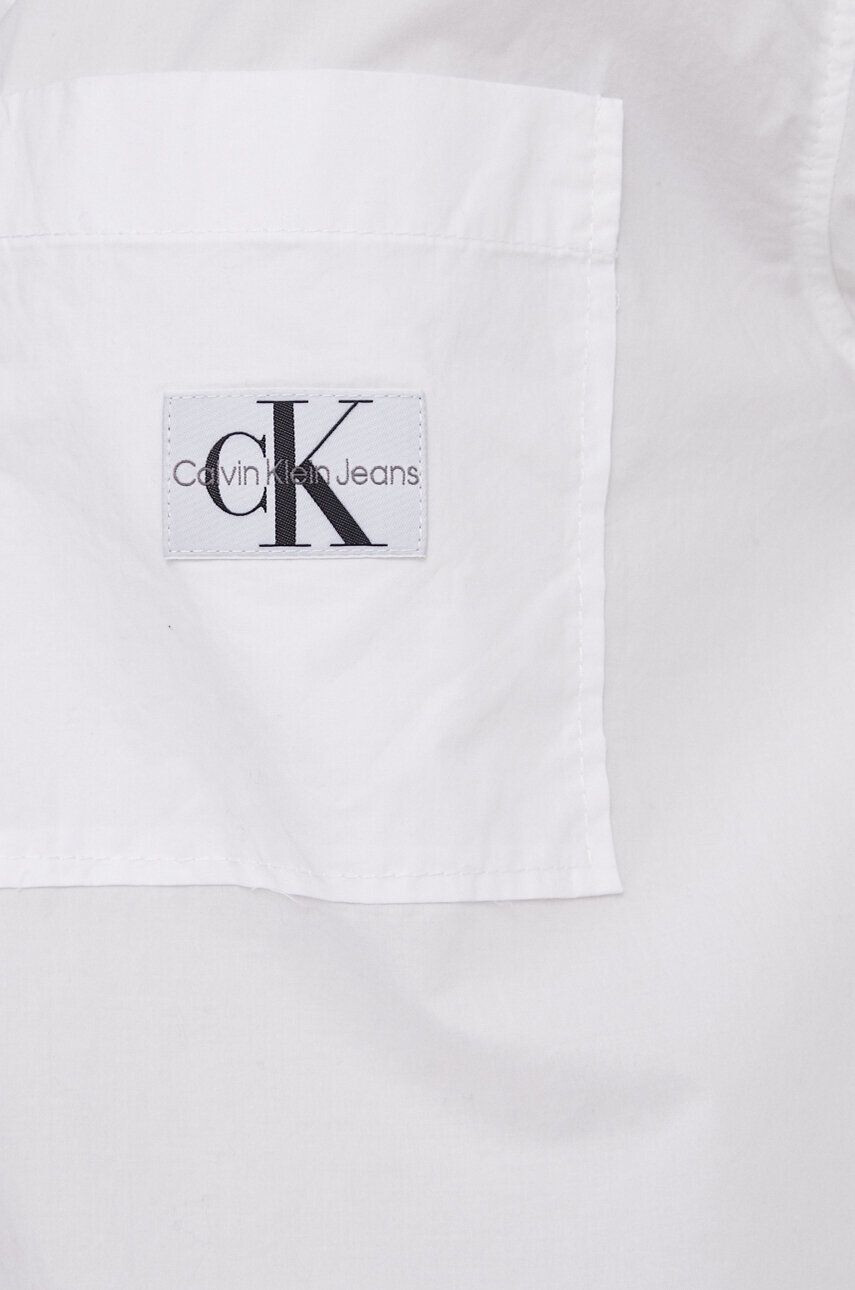 Calvin Klein Jeans Bavlnená košeľa dámska biela farba voľný strih s klasickým golierom - Pepit.sk