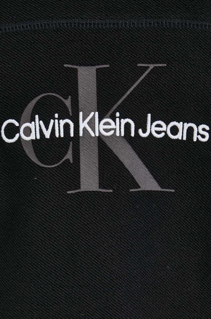 Calvin Klein Jeans Bavlnená mikina dámska čierna farba s kapucňou s potlačou - Pepit.sk