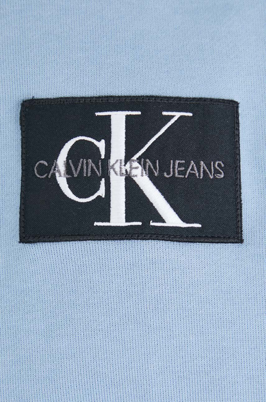 Calvin Klein Jeans Bavlnená mikina dámska fialová farba s kapucňou s potlačou - Pepit.sk