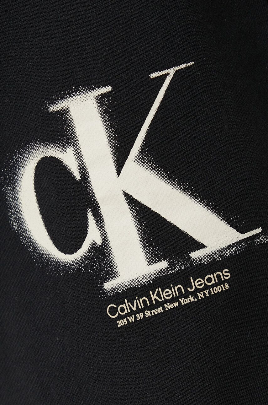 Calvin Klein Jeans Bavlnená mikina dámska čierna farba s kapucňou s nášivkou - Pepit.sk