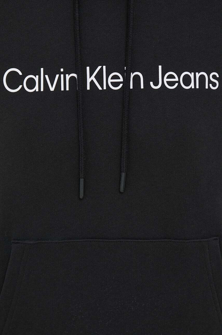 Calvin Klein Jeans Bavlnená mikina dámska čierna farba s kapucňou s potlačou - Pepit.sk