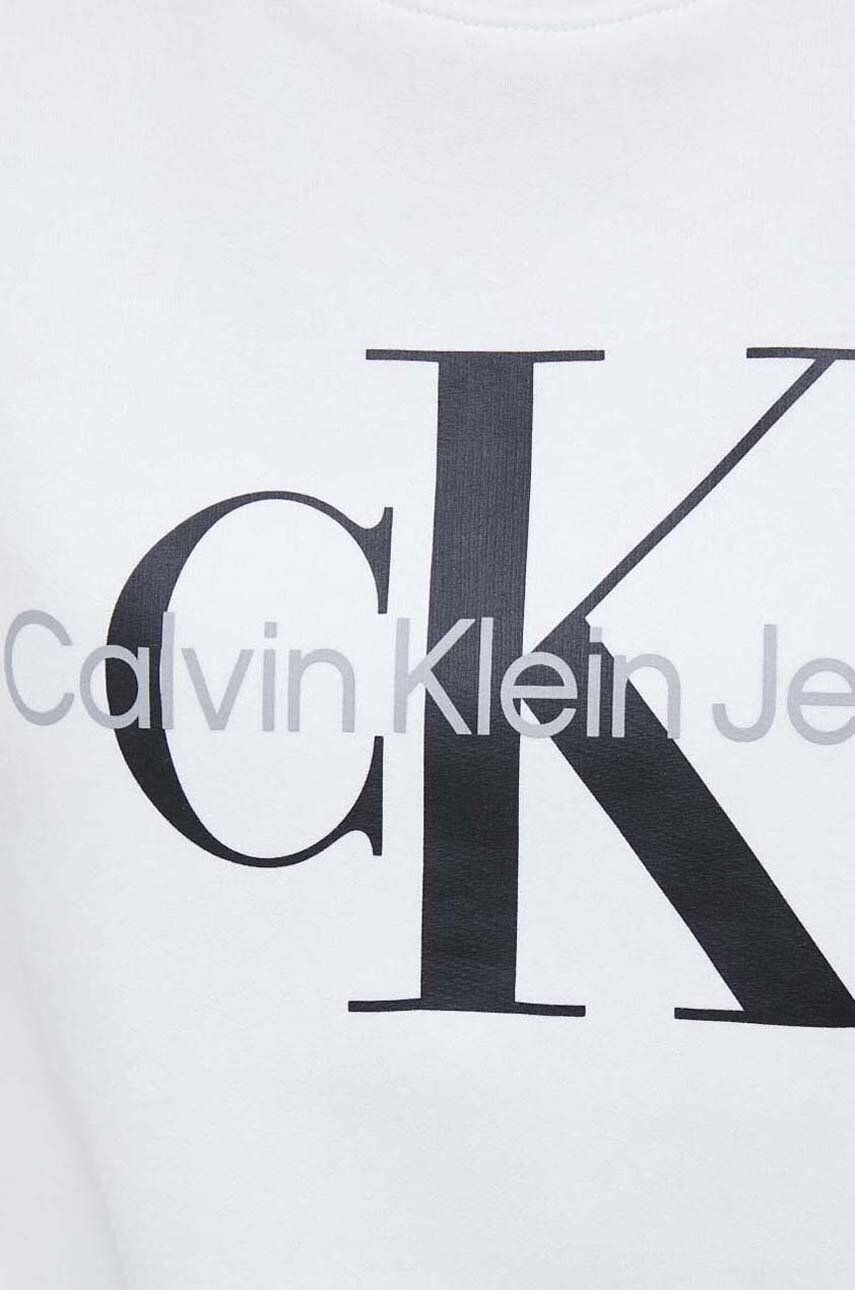 Calvin Klein Jeans Bavlnená mikina dámska biela farba s potlačou - Pepit.sk