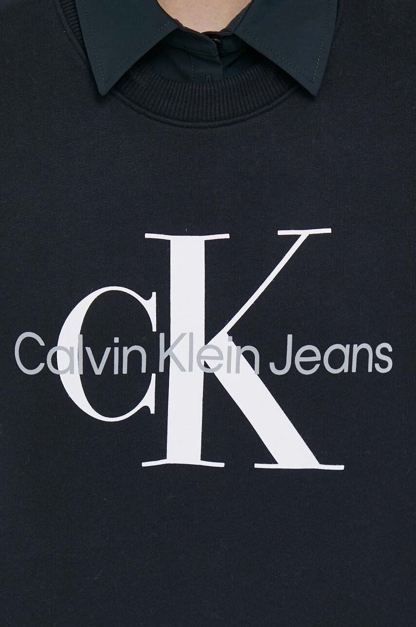 Calvin Klein Jeans Bavlnená mikina dámska čierna farba s potlačou - Pepit.sk