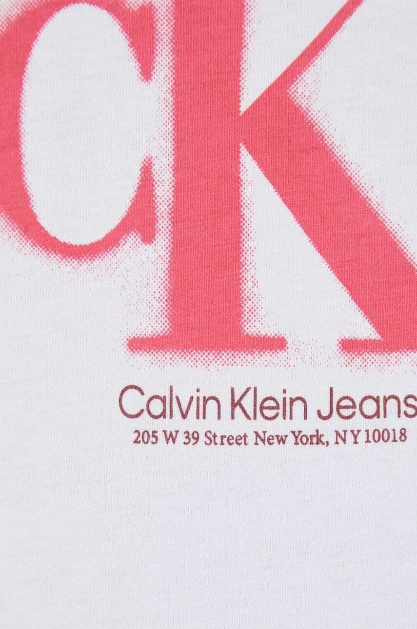 Calvin Klein Jeans Bavlnené šaty béžová farba midi rovný strih - Pepit.sk