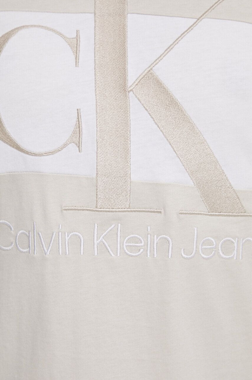 Calvin Klein Jeans Bavlnené šaty béžová farba mini rovný strih - Pepit.sk