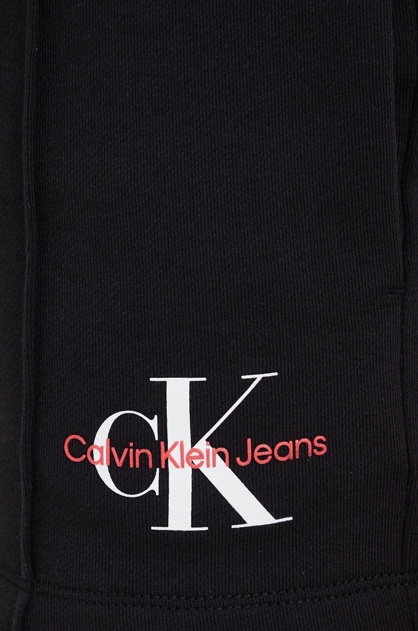 Calvin Klein Jeans Bavlnené šortky dámske čierna farba jednofarebné vysoký pás - Pepit.sk