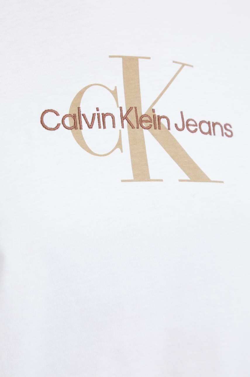 Calvin Klein Jeans Bavlnené tričko biela farba - Pepit.sk