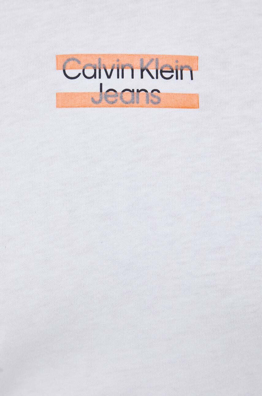 Calvin Klein Jeans Bavlnené tričko biela farba - Pepit.sk