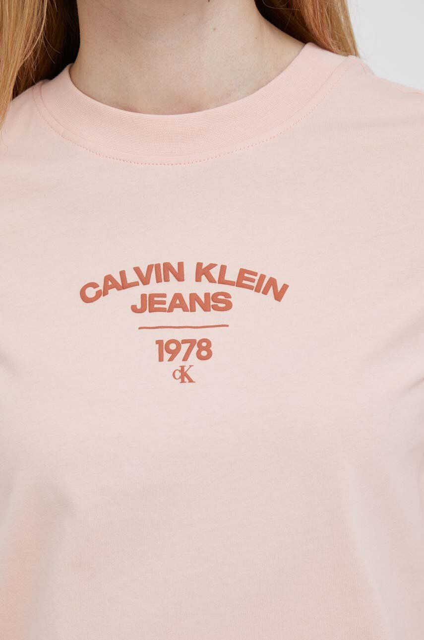 Calvin Klein Jeans Bavlnené tričko ružová farba - Pepit.sk