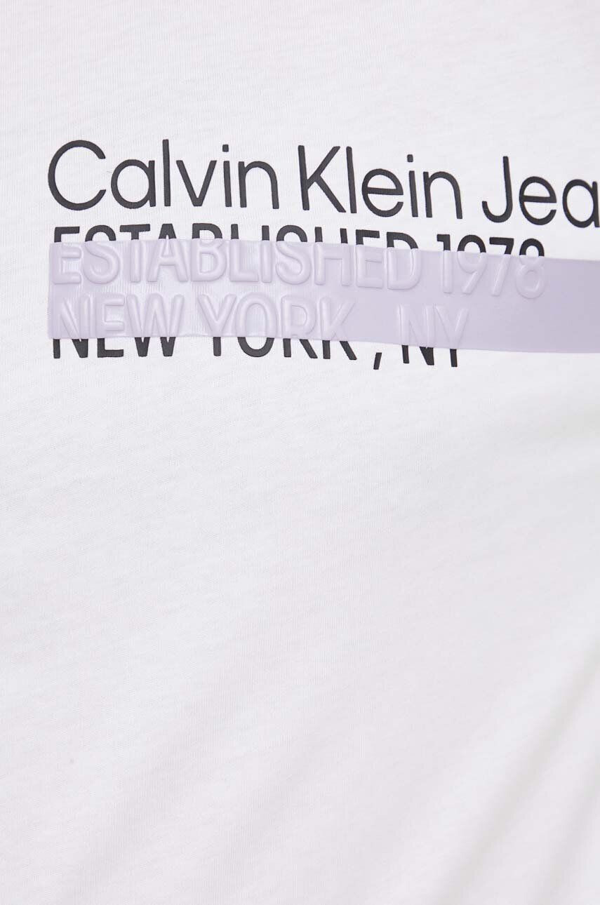 Calvin Klein Jeans Bavlnené tričko oranžová farba - Pepit.sk