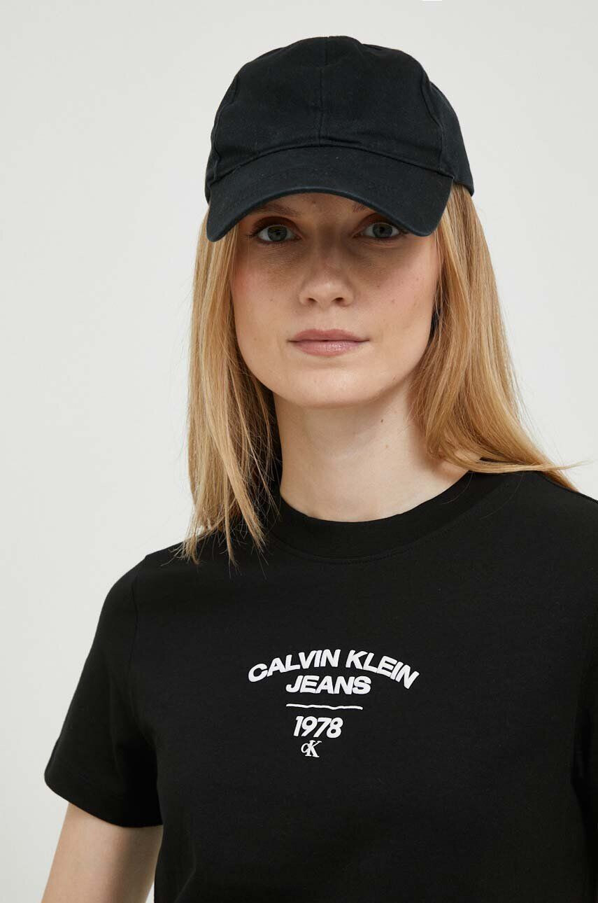 Calvin Klein Jeans Bavlnené tričko tyrkysová farba - Pepit.sk