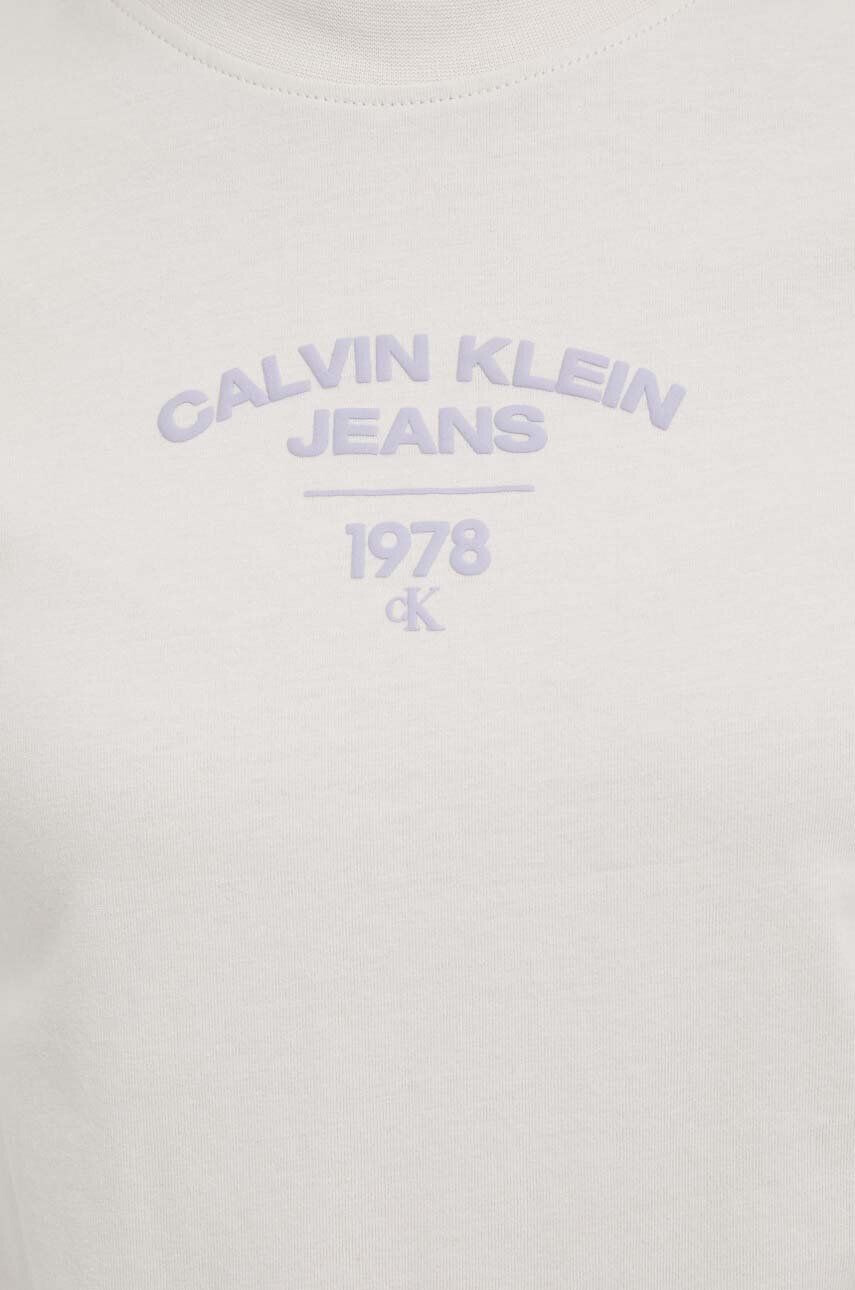 Calvin Klein Jeans Bavlnené tričko béžová farba - Pepit.sk