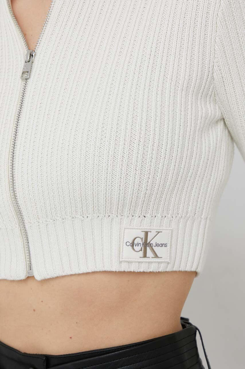 Calvin Klein Jeans Bavlnený kardigán dámsky béžová farba - Pepit.sk