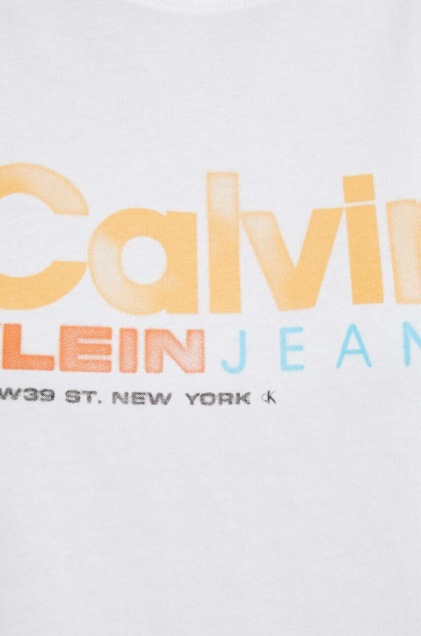 Calvin Klein Jeans Bavlnený top biela farba - Pepit.sk