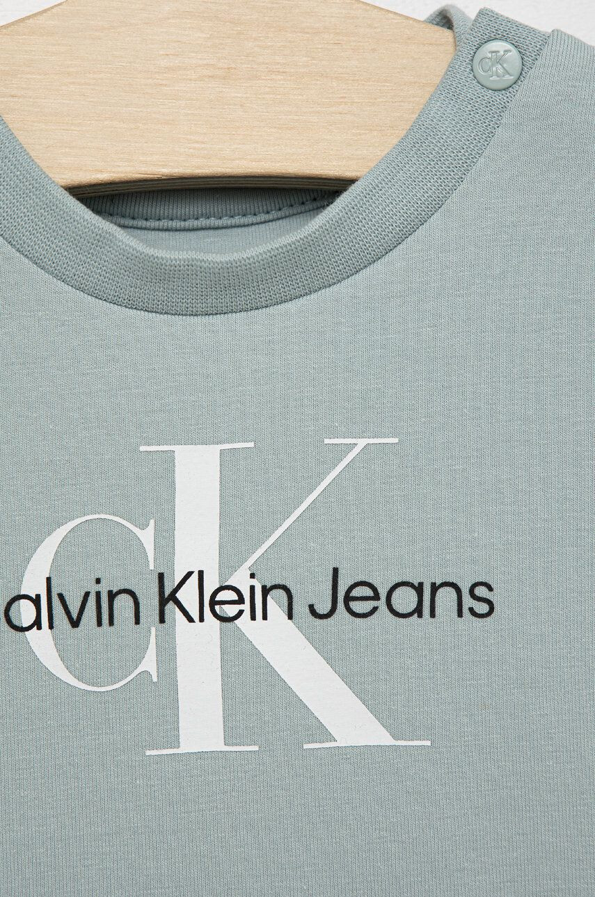 Calvin Klein Jeans Detské tričko tyrkysová farba s potlačou - Pepit.sk