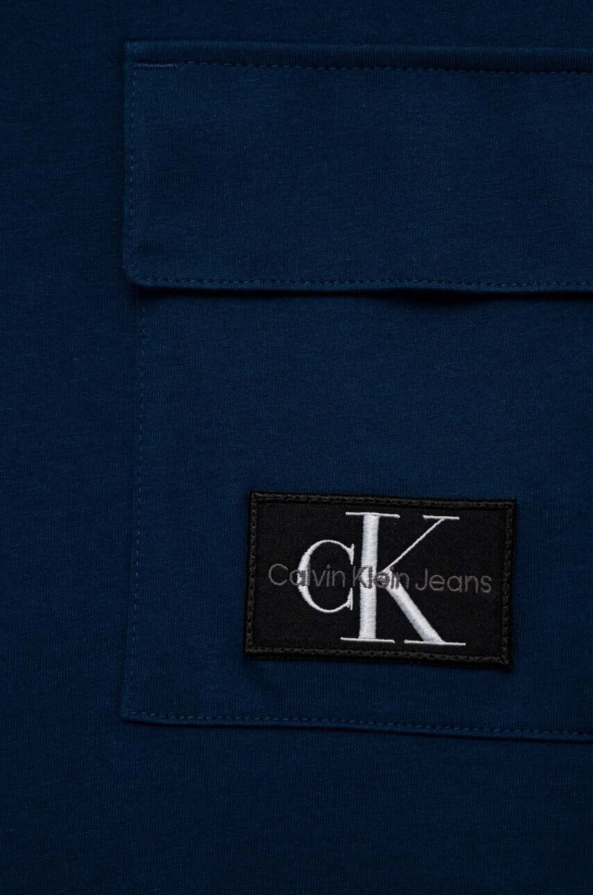 Calvin Klein Jeans Detská bavlnená košeľa s dlhým rukávom čierna farba - Pepit.sk