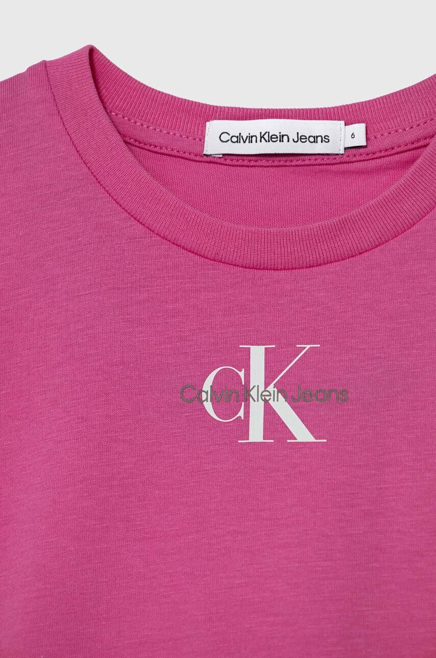 Calvin Klein Jeans Detské bavlnené tričko ružová farba - Pepit.sk