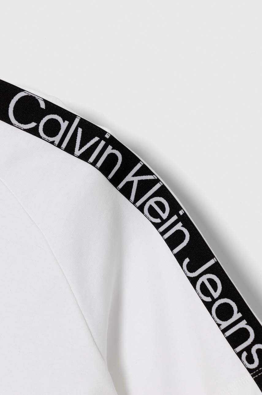 Calvin Klein Jeans Detské bavlnené tričko béžová farba - Pepit.sk