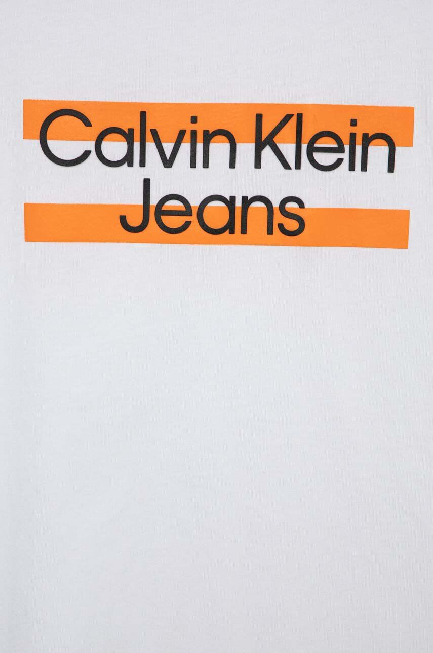 Calvin Klein Jeans Detské bavlnené tričko béžová farba - Pepit.sk