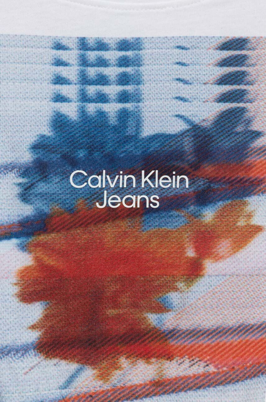 Calvin Klein Jeans Detské bavlnené tričko biela farba - Pepit.sk