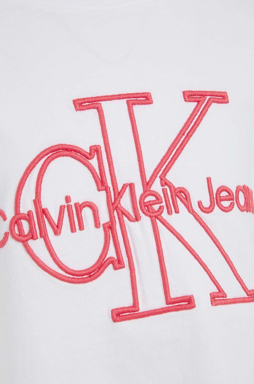 Calvin Klein Jeans Detské bavlnené tričko biela farba - Pepit.sk