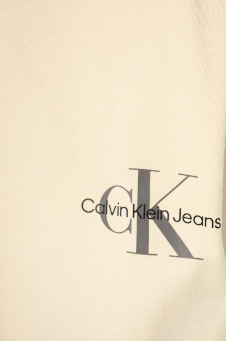 Calvin Klein Jeans Detské bavlnené tričko béžová farba - Pepit.sk